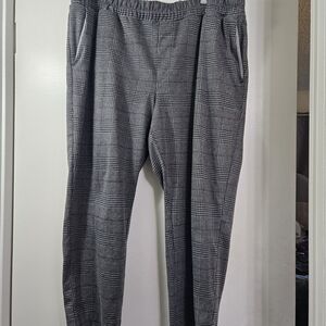 a new day Women's Black, Burgundy and White Plaid Pants